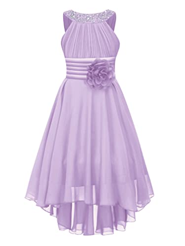 Kids Girls Junior Bridesmaid Dress Rhinestones Chiffon Prom Party Gown A Line Swing Flower Girl Dress