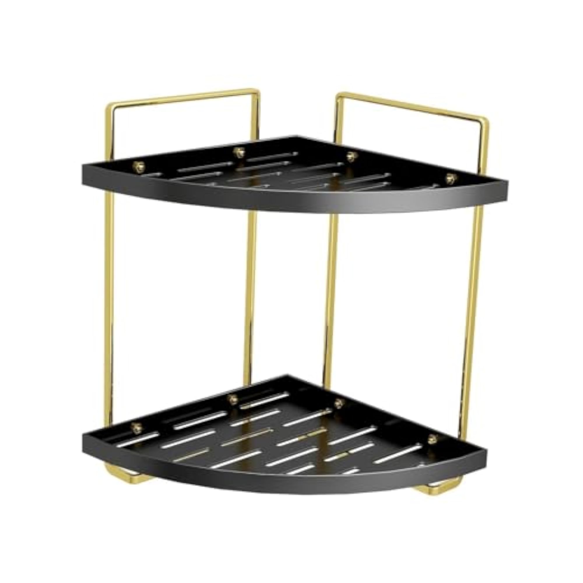 Corner Bathroom Organizer Shelf, Black Gold Makeup Storage