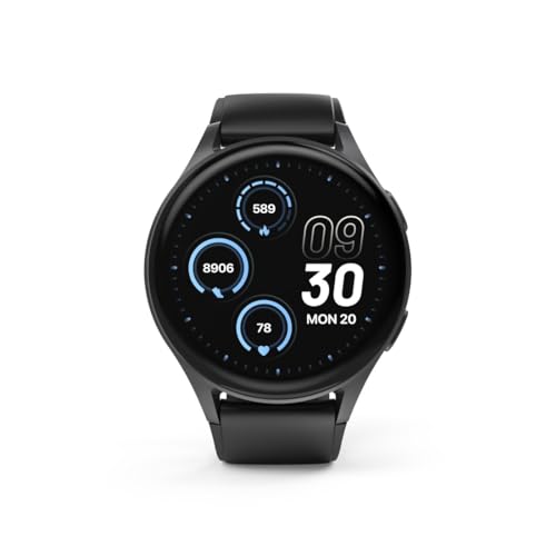 Hama Montre connectée GPS Intégré 8900" (Montre Sport, écran AMOLED 1,43", Fonction Prise d’appels, contrôle Vocal Alexa, altimètre barométrique, IP68), Noire