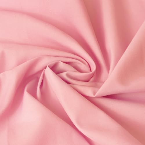 JOSNAAN Cotton Polyester Fabric by The Yard 57 Wide Broadcloth Soft Lightweight & Breathable Material for Lining Sewing DIY(Pink 1 Yard)