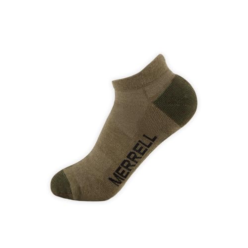 Image of Merrell Unisex 3-pack Trekker Outdoor Low Cut Socks, Wool Blend Moisture Wicking Hiking Socks