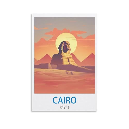 Ndoud Poster vintage de voyage du Caire en Égypte 20 x 30 cm Décoration murale sur toile pour salon Décoration d'intérieur