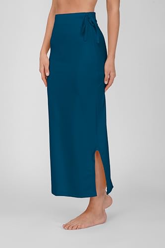 Sunehla Deal Women Saree Shapewear Petticoat | Adjustable Drawstring & Side Slit Skirt (Air Force Blue, Small) — view 4