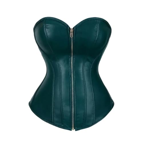 Corset en cuir synthétique vert profond grande taille 5XL pour femme