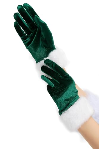 sodknow Green Velvet Christmas Gloves