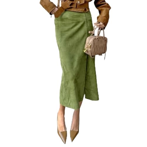 Long Skirts for Women Suede Skirts Olive Green Skirt Woman Midi Skirt Fall Aesthetic Old Money Aesthetic