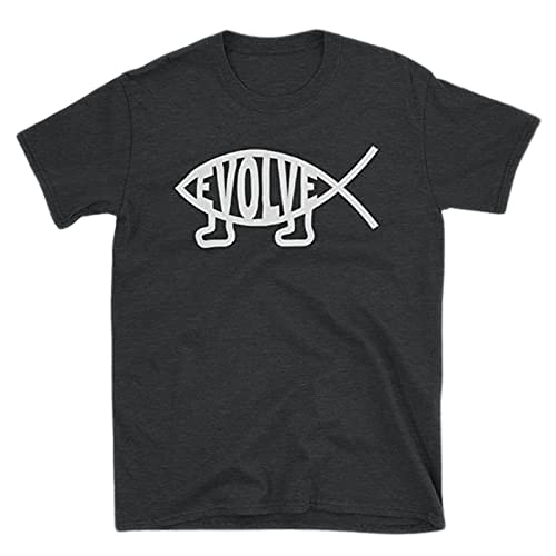 Image of Men's Regular Fit Evolve Evolution Atheist Symbol Darwin's Theory Evolution Ithchy's Fish Legs Graphic Printed T-Shirt