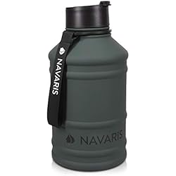 Navaris Botella de Agua de Acero Inoxidable - Cantimplora XXL de Metal de 2.2 L - Garrafa para Bebidas sin BPA para Deporte Camping Gimnasio Oficina