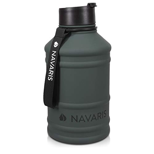 Navaris Stainless Steel Water Bottle – 2.2 Litre Large Metal Sports, Camping, Gym Canteen for Drinking Water, Liquid, Drinks
