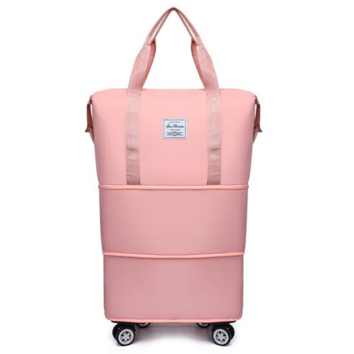 Travel Bag with Wheels, 2025 New Large Capacity Travel Bag - Universal Wheel Removable (Pink)