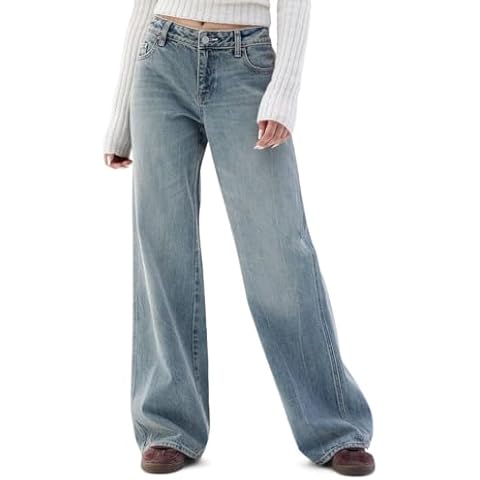 PacSun Women's Casey Medium Indigo Tint Low Rise Baggy Jeans - Blue Size 24 Cover