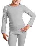 2 Thermo Unterhemden Thermo Unterhose Thermounterhemd Kinder mit flachen Nähten für extra Komfort grau 158/164