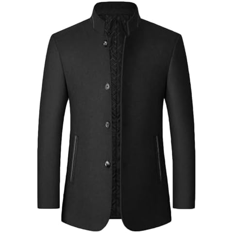 Jdlsppl Men's Warm Quilted Wool Trench Coat Cover
