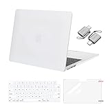 MOSISO Compatible with MacBook Air 13 inch Case M5 2026 M4 2025 M3 M2 2024-2022 A3449 A3240 A3113 A2681, Hard Shell&Keyboard Cover&Screen Film&Type C for MacBook Air 13.6 inch Case, White