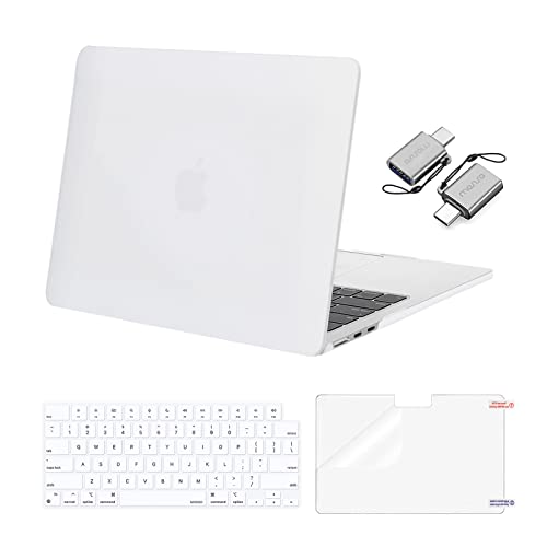Image of MOSISO Compatible with MacBook Air 13 inch Case M5 2026 M4 2025 M3 M2 2024-2022 A3449 A3240 A3113 A2681, Hard Shell&Keyboard Cover&Screen Film&Type C for MacBook Air 13.6 inch Case, White