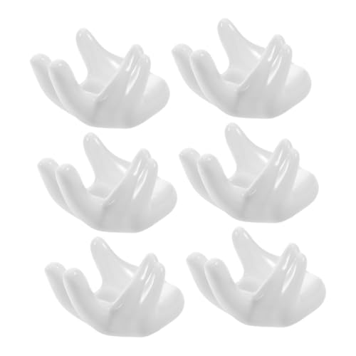 Alipis 6Pcs Creative Hand Shaped Porcelain Egg Cup Holder for Easter Displays Unique Kitchen Table Decorations Multifunctional Stand for Hard Boiled Eggs and Festive Decor