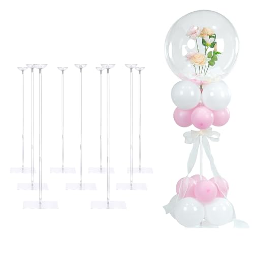 YALLOVE Balloon Stands for Table Set of 10 Adjustable Height 15.75 Inch 23.62 Inch Balloon Centerpiece Stand Acrylic Balloon Stick Holder with Base for Party Decorations (Balloons Not Included)
