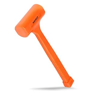 Neiko 02846A 1 LB Dead Blow Hammer, Neon Orange I Unibody Molded | Checkered Grip | Spark and Rebound Resistant