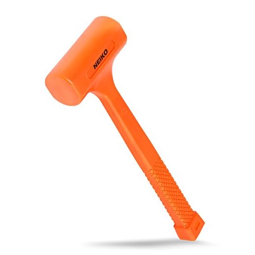 Neiko 02846A 1 LB Dead Blow Hammer, Neon Orange I Unibody Molded | Checkered Grip | Spark and Rebound Resistant