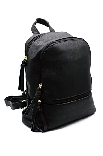 MF Montflé Mochila para Mujer- Bolso de Hombro Cuero PU [No Animal] Bolso Escolar Informal- Bolso Negro- Mochilas Mujer Casual Mochila pequeña antirrobo thumbnail