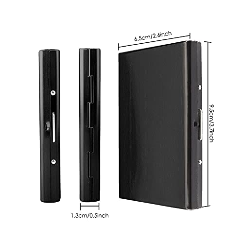 Aladeno Credit Card Holder Slim Business Card Case Pocket Metal Case Credit Card Protector Stainless Steel Credit Card Wallet Business Card Case for Men and Women (Black)3