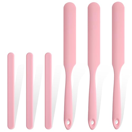 6 PCS Silicone Wax Stick Set, Hair Removal Waxing Spatulas, Non-Stick Wax Applicator Sticks for Hair, Reusable Silicone Stir Sticks (Pink)