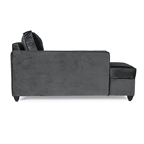 Image of Wakefit Sofa Set | 3 Year Warranty | Sofa 3 Seater, 3 Seater Sofa for Living Room, Wooden Sofa Set, 3 Seater + Left Aligned, Sofa for Living Room - Napper(Fabric-Velvet : Space Grey)
