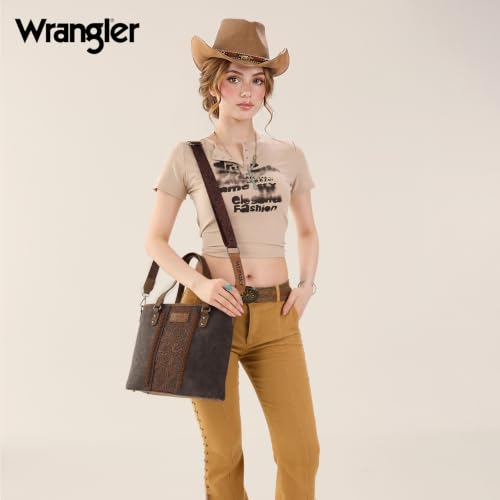 Image of Montana West X Wrangler Tote Bag for Women Western Purses with Detachable Strap Medium Satchel Handbags | with Crossbody Strap