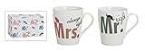  Tassen-Set 2-telig aus Porzellan, 8x10 cm  Kaffee-Becher Mr. and Mrs. always right  Partnertassen mit Schnurrbart und Kussmund Motiven für Heißgetränke  Kaffee-Tassen für Paare