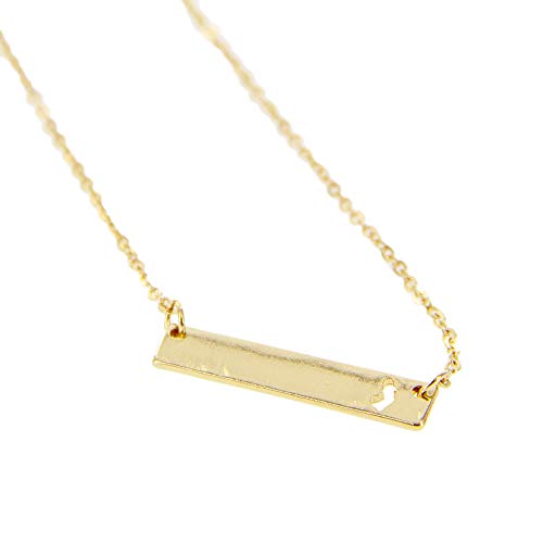 Charming Charlie Women s 16 New Jersey State Cutout Bar Necklace - Classic Jewelry, Hypoallergenic - Gold