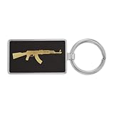 RDW AK-47 Premium Leatherette Keychain ak47 kalashnikov - Black/Gold