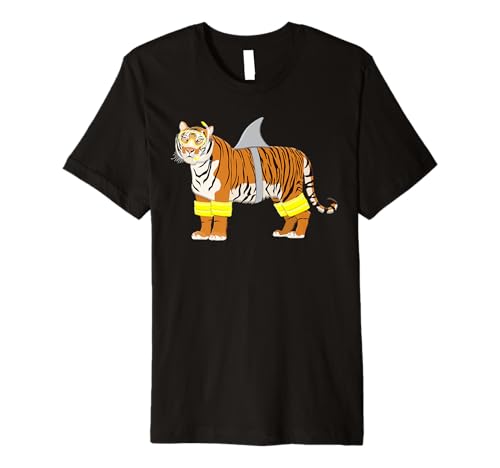 Tiger Shark Tiger Dresses Like Shark Funny Animal Pun Premium T-Shirt