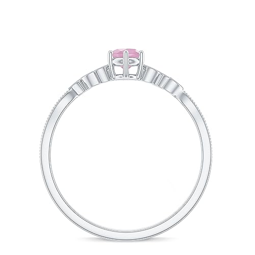 Nature Inspired Rose Quartz And Moissanite Promise Ring For Women | Aaa Quality, 14K White Gold, Size:us 5.00 #TOP6