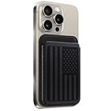 Carveit Designer Wood Wallet, Compatible with MagSafe Wallet, Magnetic Card Holder for iPhone 12/13/14/15/16 Pro Max, for Galaxy S22/S23/S24 Ultra, Pixel 7/8/9 Pro (American Flag - Black Wood)