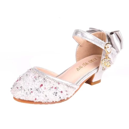 Little Girls Dress Pumps | Low Heel Party Shoes with Sparkle Rhinestones for Wedding, Dance, Pageant & Formal Occasion