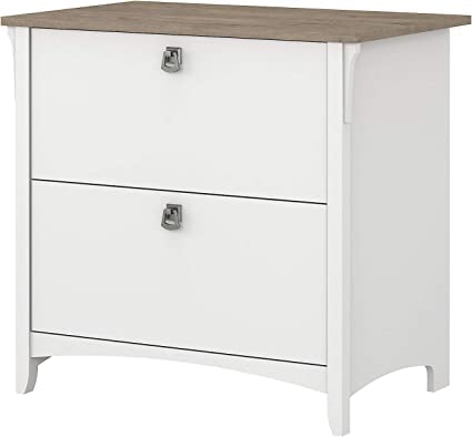 Piyush Timber Art Salinas 2 Drawer Lateral File Cabinet, Pure White and Shiplap Gray for Office Furniture