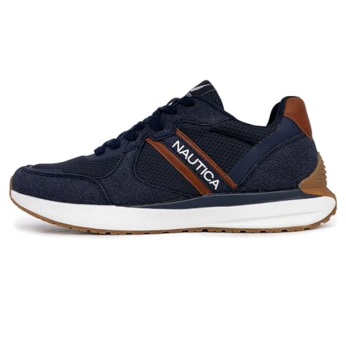 Nautica Tênis masculino casual com cadarço Oxford confortável para caminhada, Marinho - bronze, 42