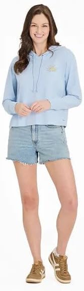 Life is Good. Women's Good Day Sunshine Ocean Crusher Boxy Hoodie, Glacier Blue