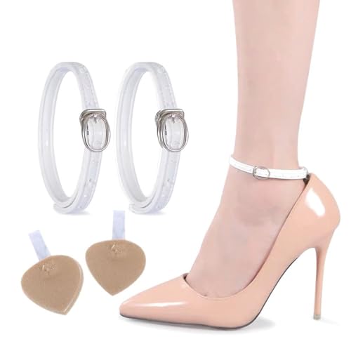 Shoe Straps, Detachable PU Leather Ankle Straps for Heels Replacement High Heels Anti-Loose Shoes Belt(White)
