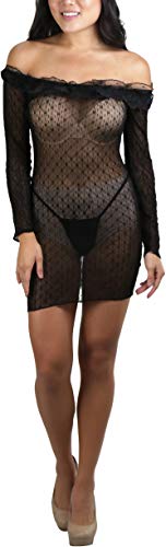 Image of ToBeInStyle Women's Stretch See Through Fishnet Novelty Mini Rave Party Dress