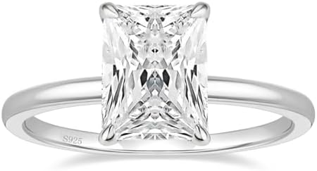 EAMTI 1/2/3/4CT 925 Sterling Silver Engagement Rings Radiant Cut ...