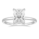 EAMTI 4CT 925 Sterling Silver Engagement Rings Radiant Cut Solitaire Cubic Zirconia CZ Wedding Promise Rings for Her Wedding Bands for Women Size 8