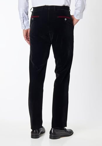 Men's Straight-Fit Velvet Pant Flat Front Soild Dress Pants2