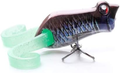 EnVish Bass Frog TopWater Fishing Lure - Hard Body, Glow in The Dark Silicone Legs Floating Popper Lures - Weighs 10.85g, 5.2cm Long - Premium Line Hooks Accessories - Hunting Bait Tackle Gear