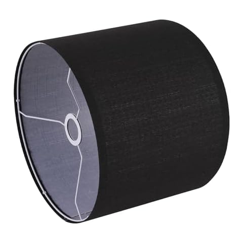 Small Lamp Shade, Black Drum Lampshade 8.7''Top X 8.7'' Bottom X 7.9'' High, Replacement Lamp Shade Natural Linen Hand Crafted for Table Lamps Floor Lamps Chandelier Lamp, Easy Assembly Required Cover