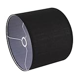 Small Lamp Shade, Black Drum Lampshade 8.7''Top X 8.7'' Bottom X 7.9'' High, Replacement Lamp Shade Natural Linen Hand Crafted for Table Lamps Floor Lamps Chandelier Lamp, Easy Assembly Required