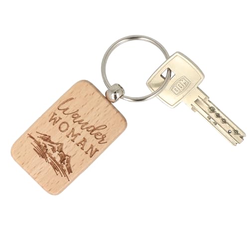 Spruchreif | Schlüsselanhänger aus Holz mit Gravur „Wander Woman“ | Geschenkidee für Wanderer, Outdoor-Fans & Wanderliebe