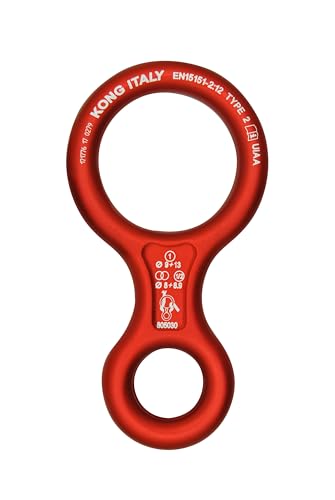 KONG 8' Classic-rapelador Aluminio testado-anodizado Accesorio asegurador, Adultos Unisex, Rojo (Rojo), Talla Única