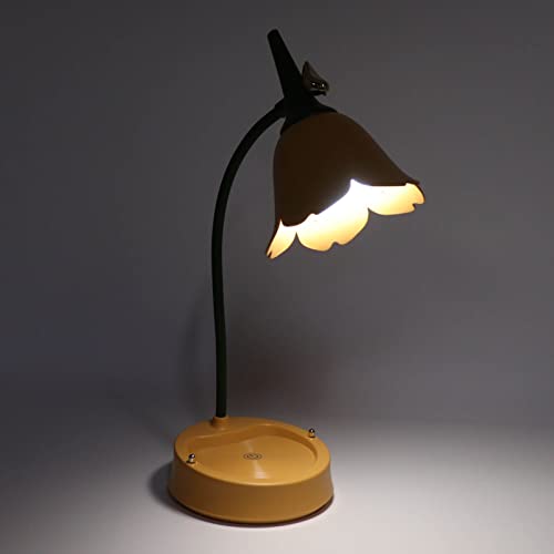 Flower Petal Led Touch Desk Lamp 3 Gear Dimmable Touch Control Table Lamp Foldable Bedside Nightstand Reading Lamps For Living Room Bedroom House Bedside Nightstand Home(Orange) #TOP6