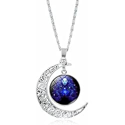 Collares De Moda Aesthetic Collares Aesthetic,12 Constelación Collar Misterio Tiempo Cristal Galaxia Gema Astrología Media Luna Media Luna Colgante Collar Colgante Zodiaco Collar Regalo De Cumpleaños Collar Damas Hombres Moda
